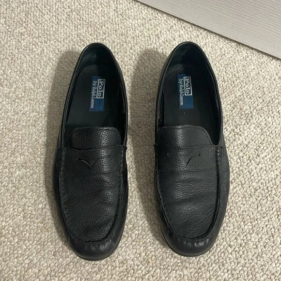 Men’s Polo Black Leather Loafers with rubber traction soles size 12 1.jpg main image 4